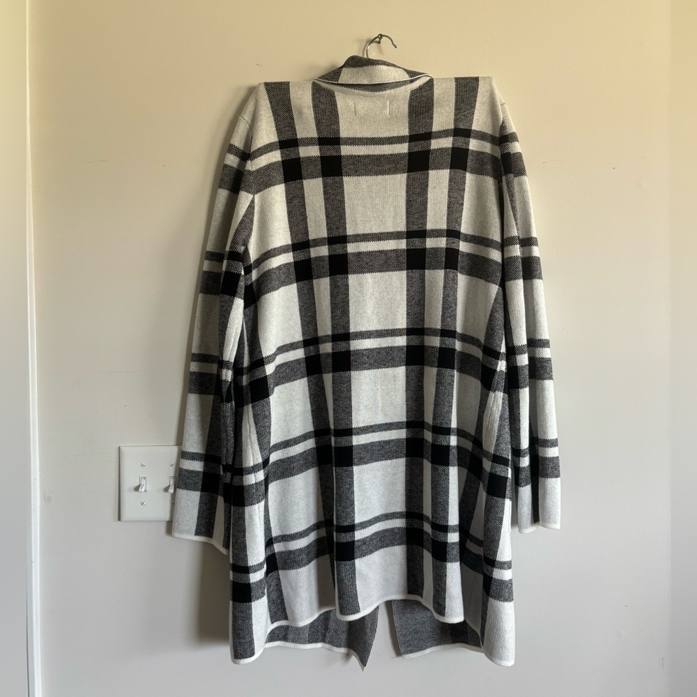 Elle plaided‎ black and white midi length jacket size L - Picture 6 of 6